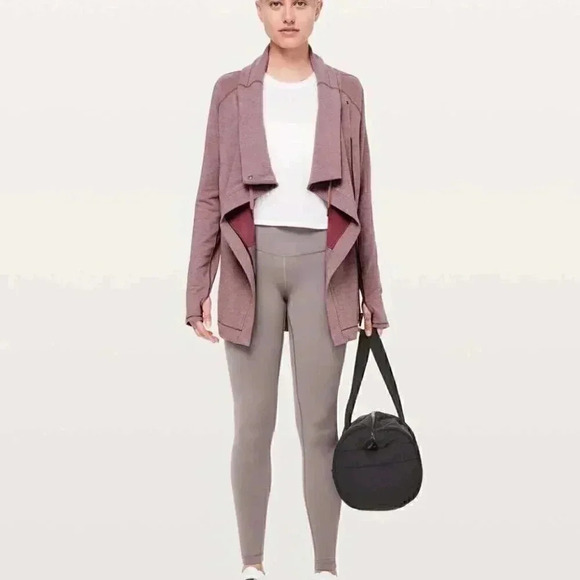 Lululemon "Coast Easy " long sleeve Heathered Misty Merlot long sleeve wrap 8 - Picture 2 of 4